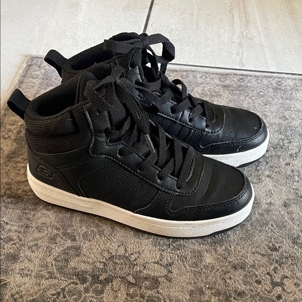 Skechers Kids Black and White High-Top Sneakers s13